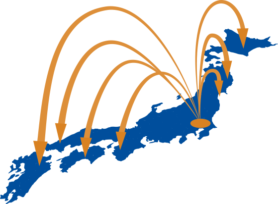 納入先は、主要都市を中心に全国へ